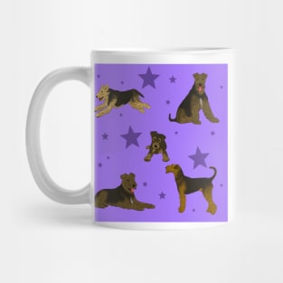 Airedale Terriers Pattern Stars Purple Mug